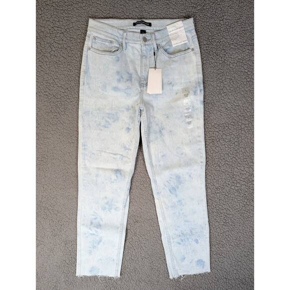 Calvin Klein Denim - Calvin Klein Womens Jeans High Rise Straight Ankle Blue Tie Dye Size 28 NWT